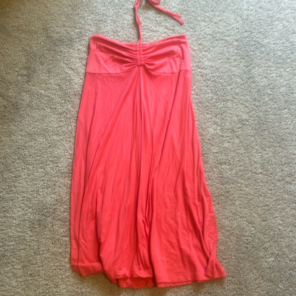 Coral strapless dress